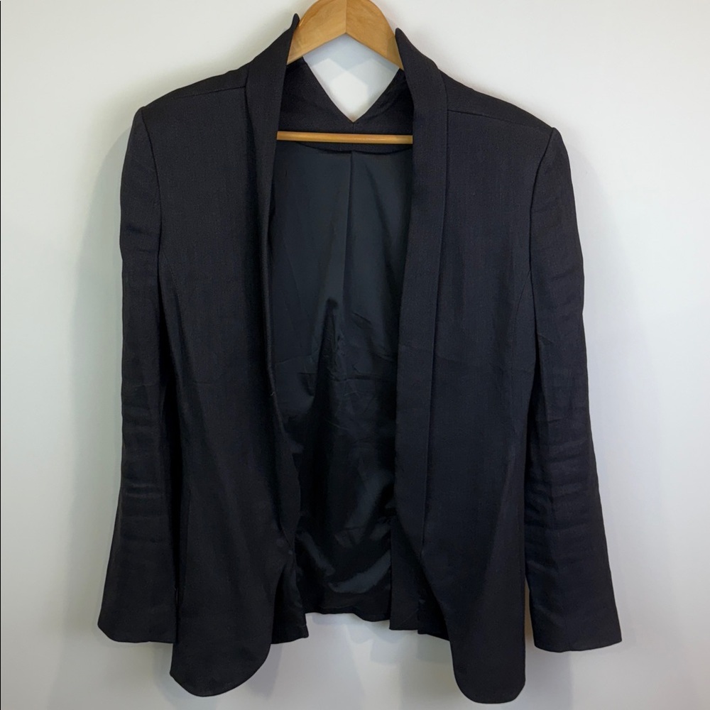 Theyskens Theory split neck grey/ black Blazer fits size 6/8